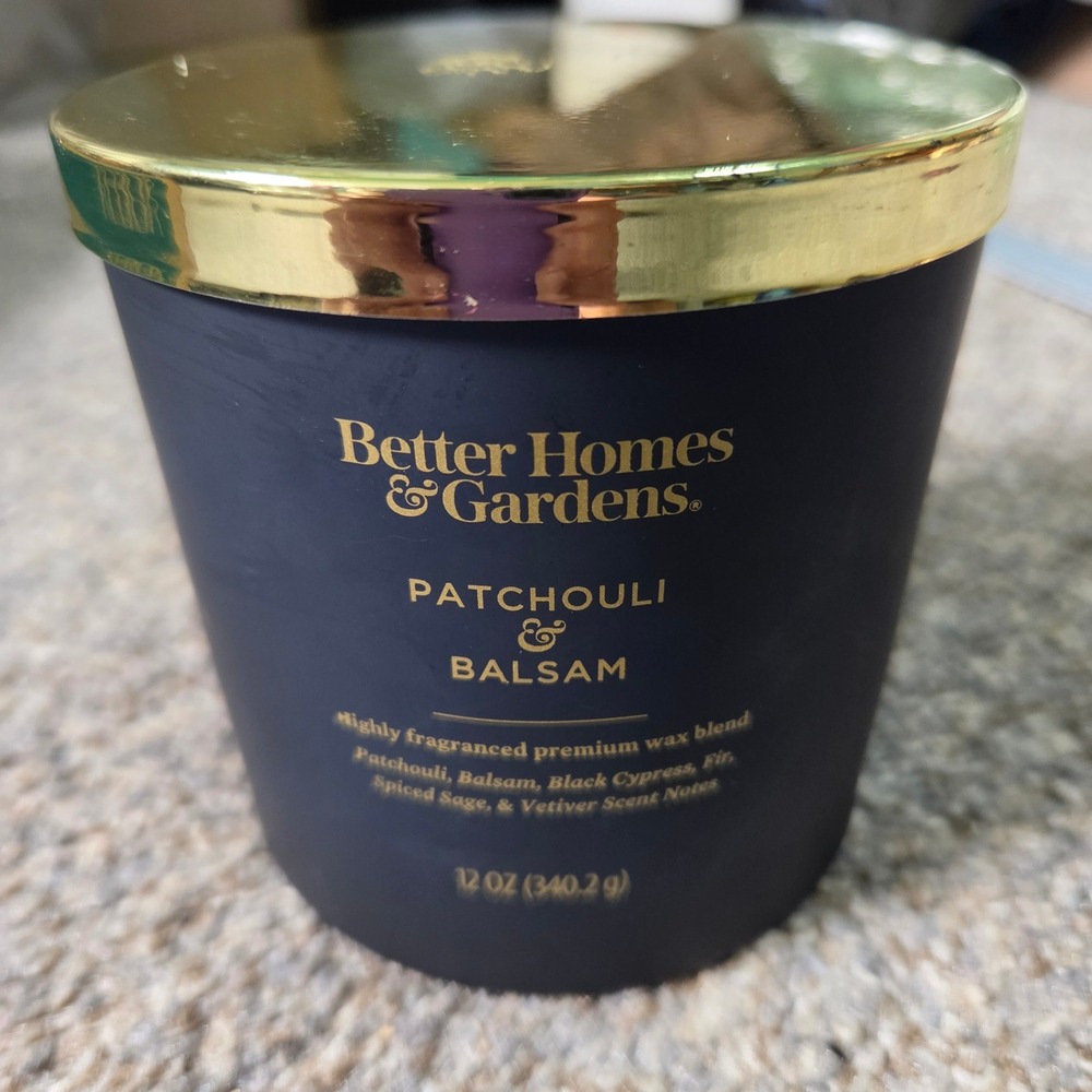 Better Homes & Gardens Patchouli & Balsam Scented Candle 12oz Matte Black Jar